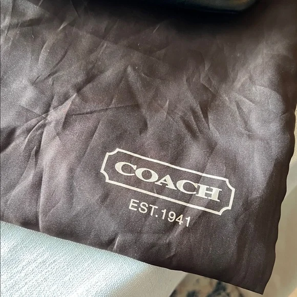 Coach Black Leather Shoulder Tote Bag with Gold Brass Accents - Picture 13 of 13